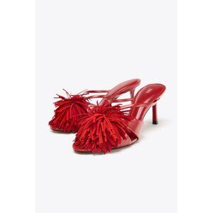 ZARA FRINGED HIGH-HEEL SANDALS